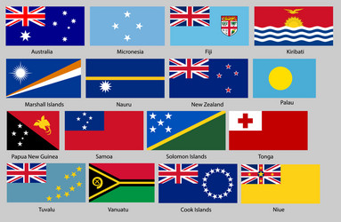 Set of all flags the countries oceania Royalty Free Vector