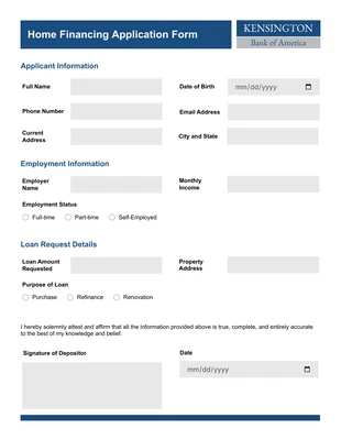 Free interactive Template: Simple Blue And White Banking Form