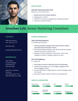 business  Template: Dark Marketing Consultant Profile Resume Template