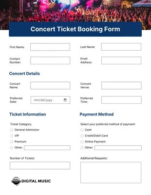 Free interactive Template: Simple Blue Booking Form