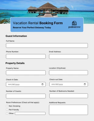 business interactive Template: Blue and Grey Simple Guest Booking Forms