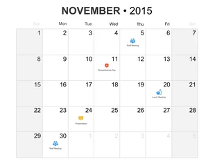 premium  Template: November Calendar Timeline Infographic Template