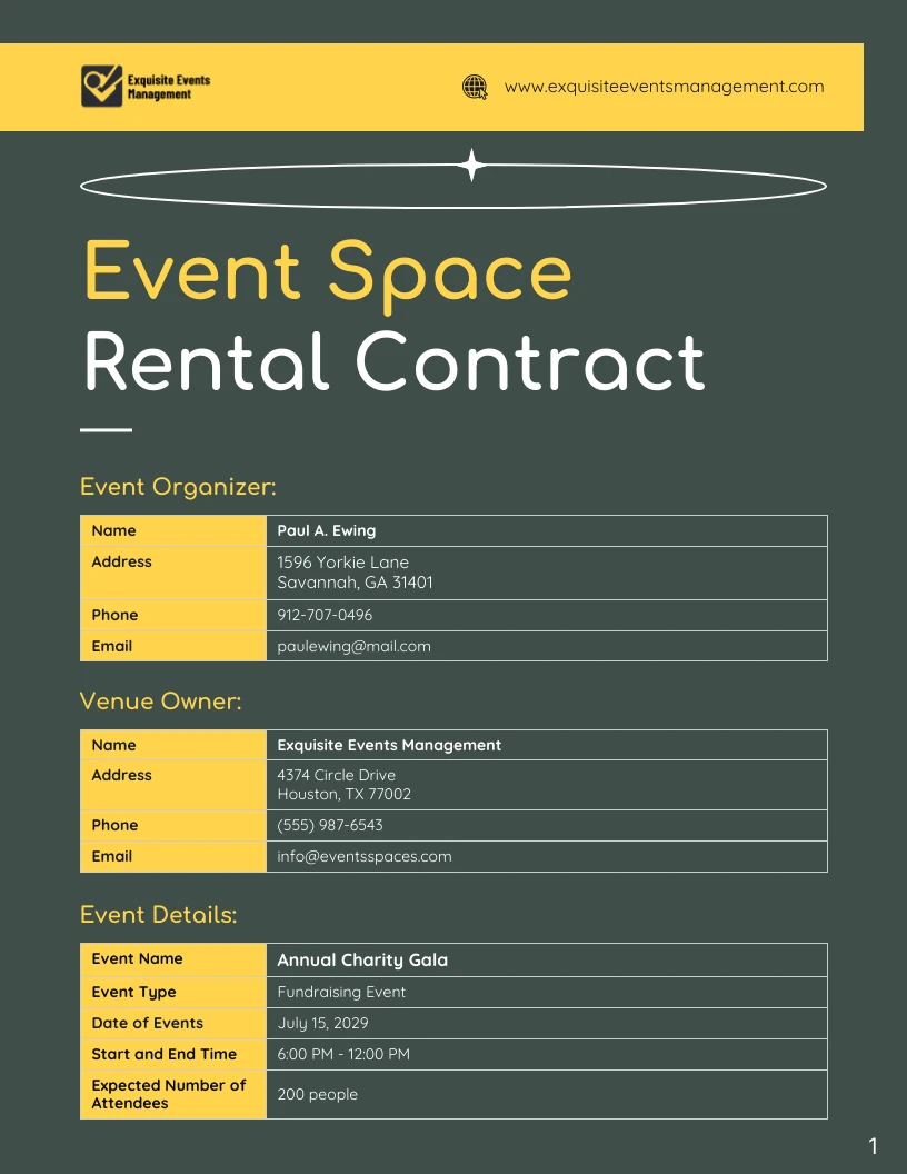 Event Space Rental Contract Template - Venngage