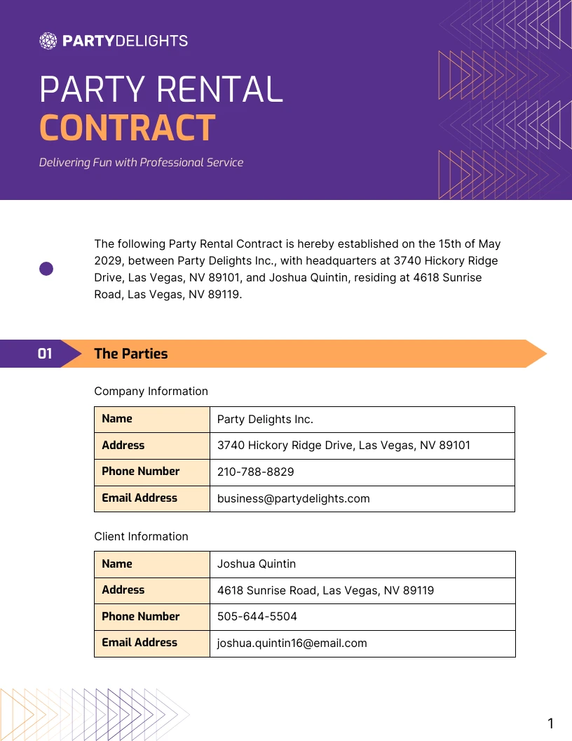 Party Rental Contract Template - Venngage