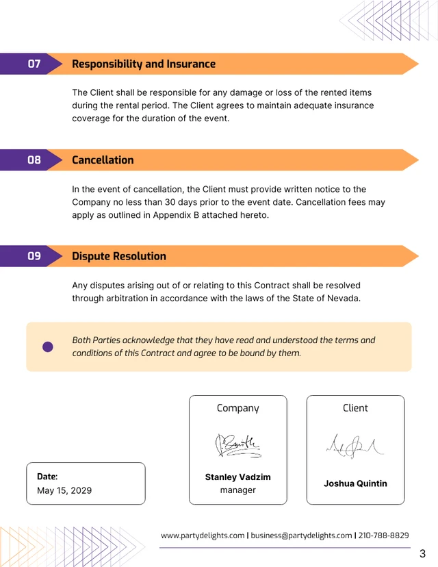 Party Rental Contract Template - Venngage