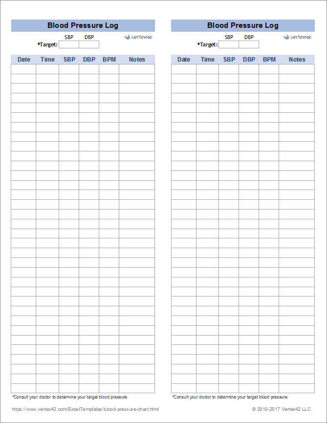 Large Print Downloadable Free Printable Blood Pressure Log Sheets