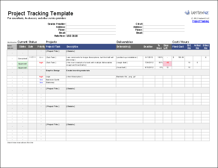 Free excel project management tracking template - cablelity