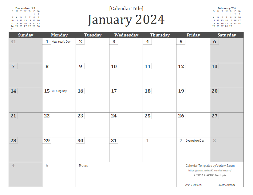 Free Printable 2024 Monthly Calendar