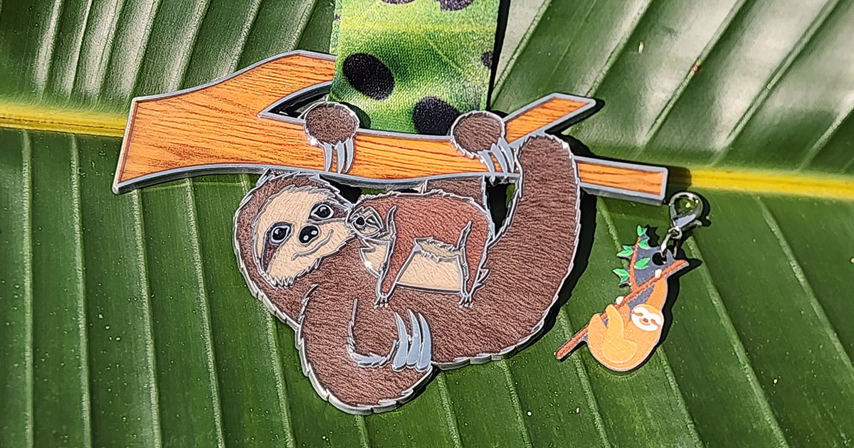 Sloth Running Team Virtual Race Medal and Charm