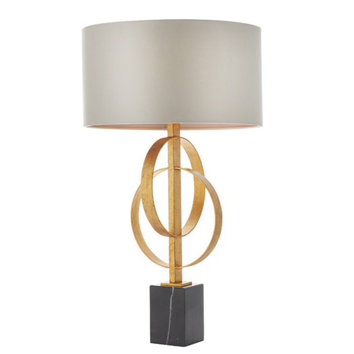 Crescent - Luxury Modern Circles Table Light with Mink Shade - Gold Leaf