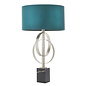 Crescent - Luxury Modern Circles Table Light with Teal Shade - Silver Leaf