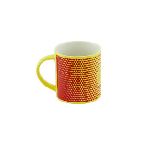 Mug yellow red bubbles