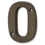 Rustic Brown Cast Iron House Number '0'