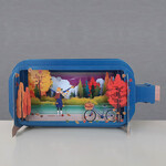 AllJoy Design Autumn Girl Bike 3D Bottle Card