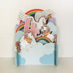 AllJoy Design 4th Birthday Unicorn 3D Pop Up Card