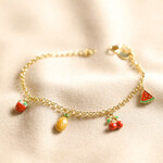 Lisa Angel Fruit Charm Bracelet in Gold