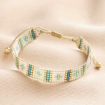 Lisa Angel Blue Beaded Woven Cord Bracelet in Gold