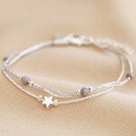 Lisa Angel Star Bead Double Strand Bracelet in Silver