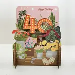 AllJoy Design 40th Flowers Birthday Pop Up Card