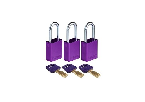 SafeKey Aluminium Sicherheitsvorhängeschloss lila 3-pack 150348 