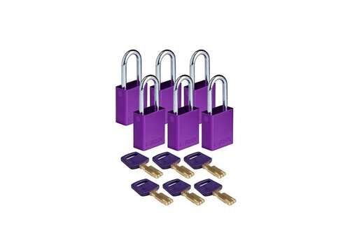 SafeKey Aluminium Sicherheitsvorhängeschloss lila 6-pack 150347 