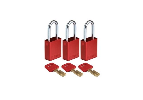 SafeKey Aluminium Sicherheitsvorhängeschloss Rot 3-pack 150262 