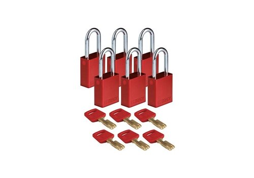 SafeKey Aluminium Sicherheitsvorhängeschloss Rot 6-pack 150303 