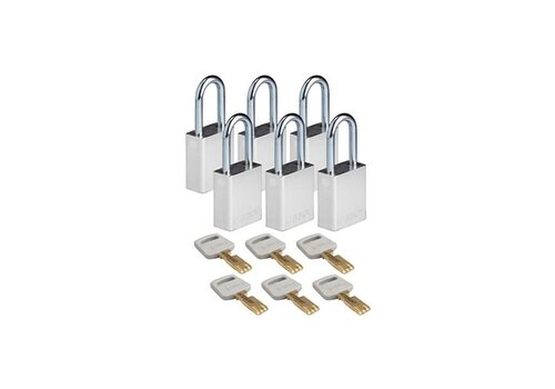 SafeKey Aluminium Sicherheitsvorhängeschloss Silber 6-pack 150278 