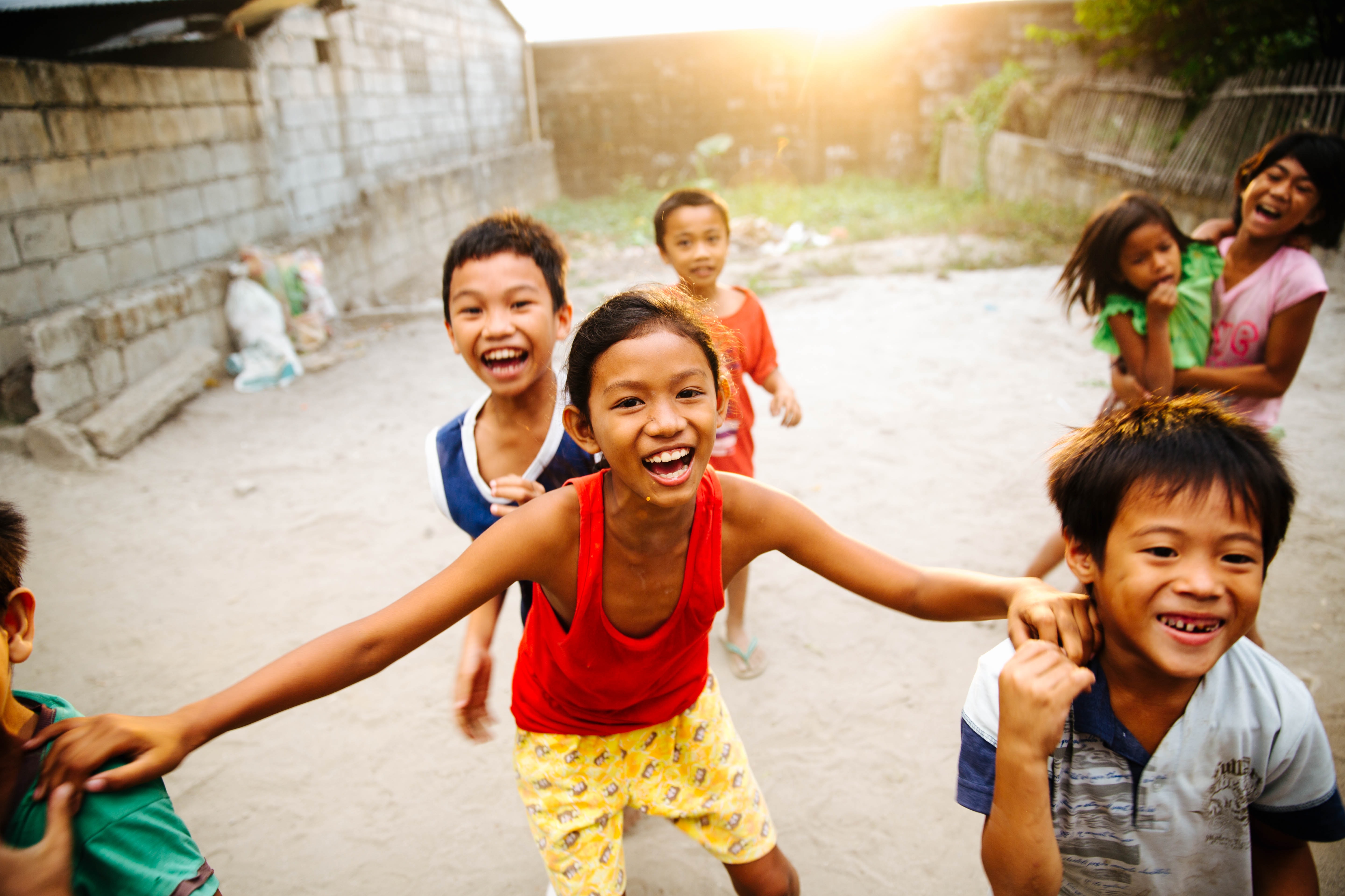 Group of children laughing together. Philippines