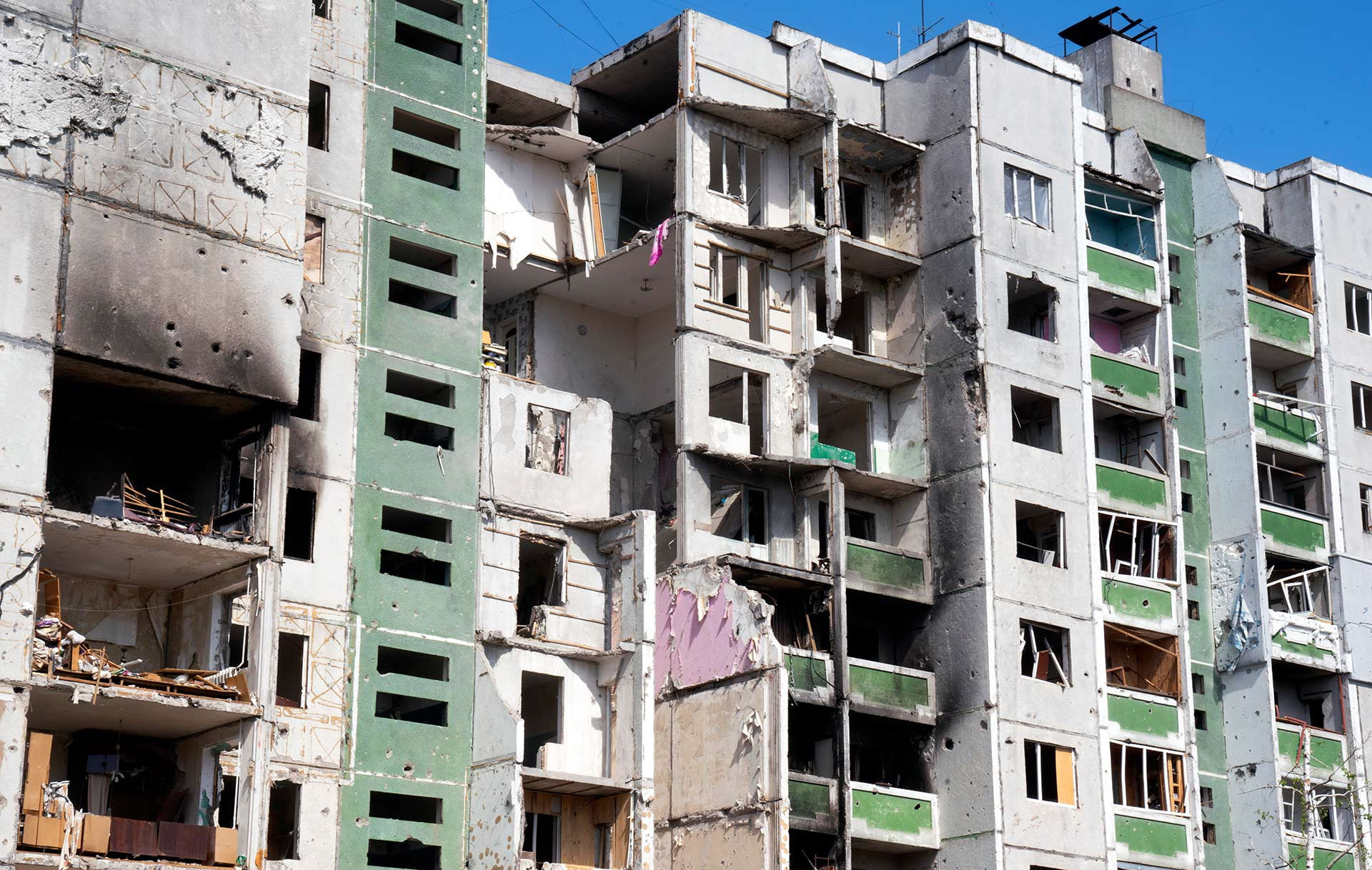 Damaged apartment buildings, Chernihiv, Ukraine