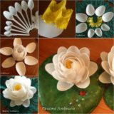 Wonderful DIY Waterlily Flowers Out Of Plastic Spoons