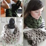 Wonderful DIY 15 Minutes Arm Knitted Scarf