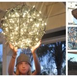 Wonderful DIY Glowing  Chandelier from Flower Basket