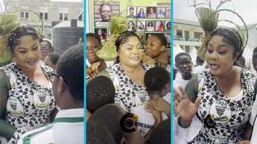 Empress Gifty mobbed by ABUGISS students, video melts hearts: "She is loved"