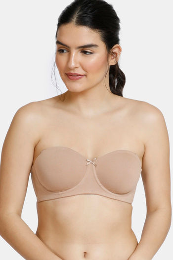 Buy Zivame Padded Wired 3/4Th Coverage Strapless Bra - Skin