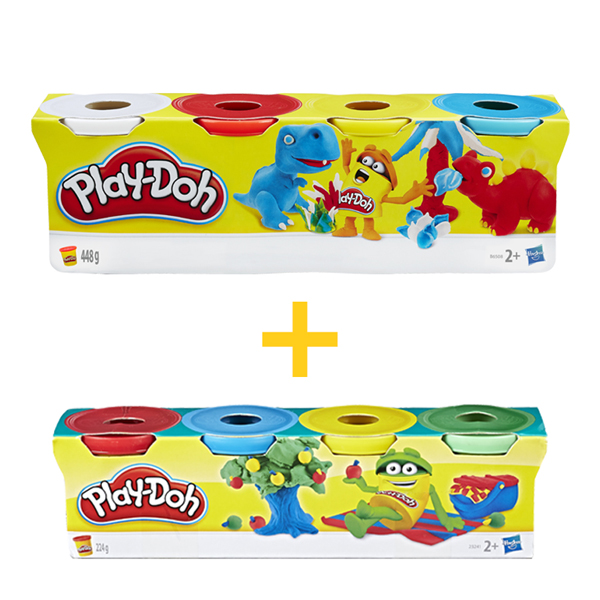 Bộ Bột Nặn 4 Màu + Bột Nặn 4 Màu Mini - Playdoh CBB5517-23241-33