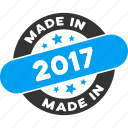 2017 year, certificate, guarantee, label, made in, round seal, rubber stamp