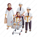 ramadan, shopping, muslim, family, shop, discount, 3d render 