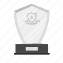 achievement, award, crystal, prize, shield, trophy, reward