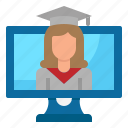 avatar, female, graduate, learning, online