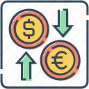 arrow, coin, currency, dollar, euro, exchange, foreign