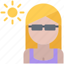 sun, woman, sunglasses, summer, travel