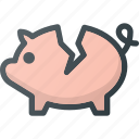 bank, broken, crushed, fragile, piggy