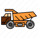 construction, trailer, transport, truck