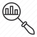 analysis, chart, graph, magnifier