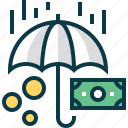 banknote, insurance, money, protection, safety, security, umbrella