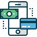 banknote, buy, card, dollar, mobile, phone, shop