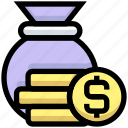 bag, business, cash, coins, dollar, financial, money