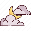 cloudy, forecast, moon, night, sky, weather