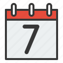 calendar, date, day, schedule, seven